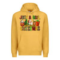 Mustard just a girl who loves christmas Premium Hoodie - MaliasSmallBusiness