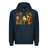 Navy just a girl who loves christmas Premium Hoodie - MaliasSmallBusiness
