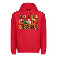 Red just a girl who loves christmas Premium Hoodie - MaliasSmallBusiness