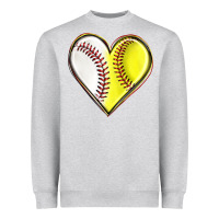 Heather Grey baseball and softball heart Heavyweight Sweatshirt - texasbilliewilder