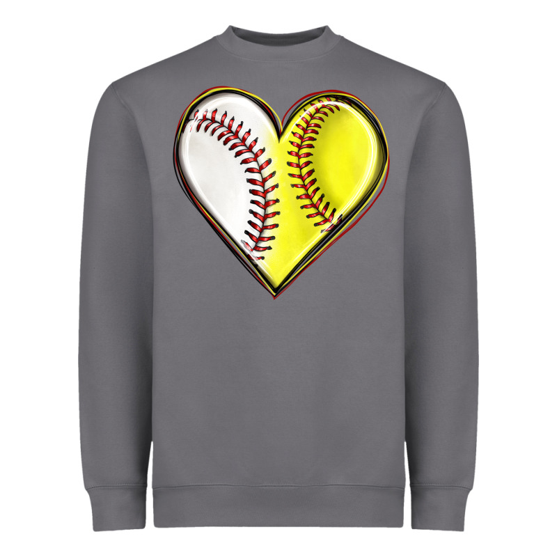 Baseball And Softball Heart Heavyweight Sweatshirt by texasbilliewilder | Teevron