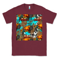 Burgundy western sunset bison and sunflowers seamless pattern Classic Tee - HRA Design Shop