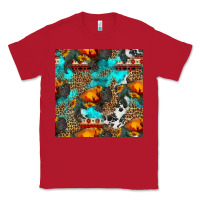 Red western sunset bison and sunflowers seamless pattern Classic Tee - HRA Design Shop