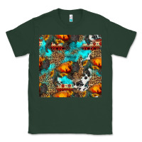 Sports Green western sunset bison and sunflowers seamless pattern Classic Tee - HRA Design Shop
