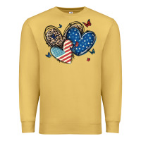 Antique Gold american flag leopard hearts Premium Sweatshirt - MaliasSmallBusiness