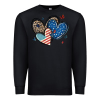 Black american flag leopard hearts Premium Sweatshirt - MaliasSmallBusiness