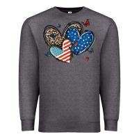 Charcoal Heather american flag leopard hearts Premium Sweatshirt - MaliasSmallBusiness