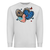Dove Grey american flag leopard hearts Premium Sweatshirt - MaliasSmallBusiness