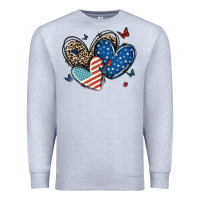 Heather Grey american flag leopard hearts Premium Sweatshirt - MaliasSmallBusiness