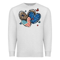 Oatmeal Heather american flag leopard hearts Premium Sweatshirt - MaliasSmallBusiness
