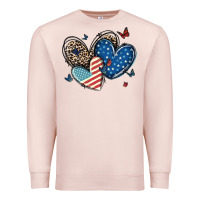 Pale Pink american flag leopard hearts Premium Sweatshirt - MaliasSmallBusiness