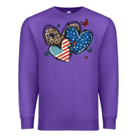 Purple american flag leopard hearts Premium Sweatshirt - MaliasSmallBusiness