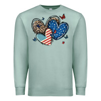 Seafoam american flag leopard hearts Premium Sweatshirt - MaliasSmallBusiness