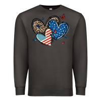 Smoke american flag leopard hearts Premium Sweatshirt - MaliasSmallBusiness