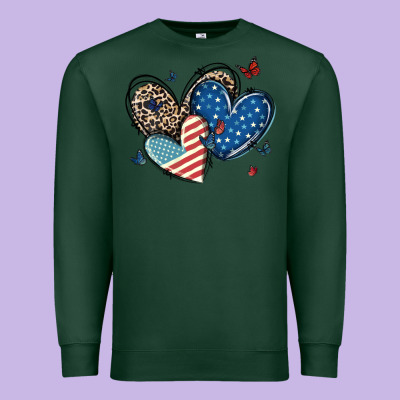 American Flag Leopard Hearts Premium Sweatshirt Designed By Maliassmallbusiness