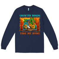 Navy country roads take me home Long Sleeve Tee - HRA Design Shop