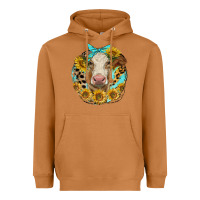 Meerkat simmental heifer with sunflowers and leopard Heavyweight Hoodie - LillyAllenDesigns