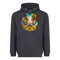 Smoke simmental heifer with sunflowers and leopard Heavyweight Hoodie - LillyAllenDesigns