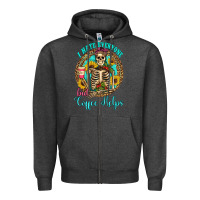 Charcoal Heather i hate everyone but coffee helps western skeleton coffee sunflowers Zipper Hoodie - Artiststas