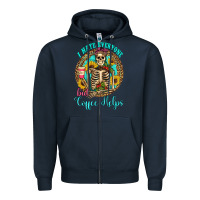 Navy i hate everyone but coffee helps western skeleton coffee sunflowers Zipper Hoodie - Artiststas