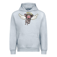 Heather Grey angel baby pig Urban Hoodie - BarkalooDesign