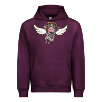 Mauve Wine angel baby pig Urban Hoodie - BarkalooDesign
