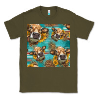 Army Green western sunflowers cow seamless pattern Classic Tee - HRA Design Shop