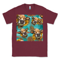 Burgundy western sunflowers cow seamless pattern Classic Tee - HRA Design Shop