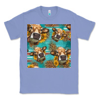 Colony Blue western sunflowers cow seamless pattern Classic Tee - HRA Design Shop