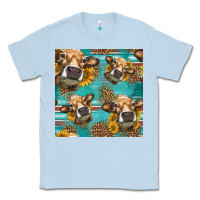 Dusty Blue western sunflowers cow seamless pattern Classic Tee - HRA Design Shop