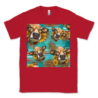 Red western sunflowers cow seamless pattern Classic Tee - HRA Design Shop