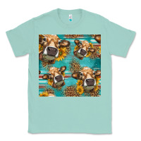 Seafoam western sunflowers cow seamless pattern Classic Tee - HRA Design Shop