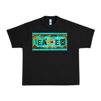 Black teacher license plate Urban Heavy Tee - BarkalooDesign