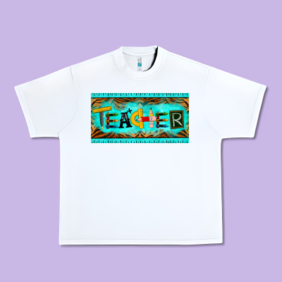 Teacher License Plate Urban Heavy Tee Designed By Barkaloodesign