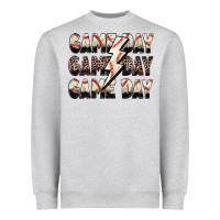 Heather Grey game day game day baseball lightning bolt Heavyweight Sweatshirt - Zillion Design Studio