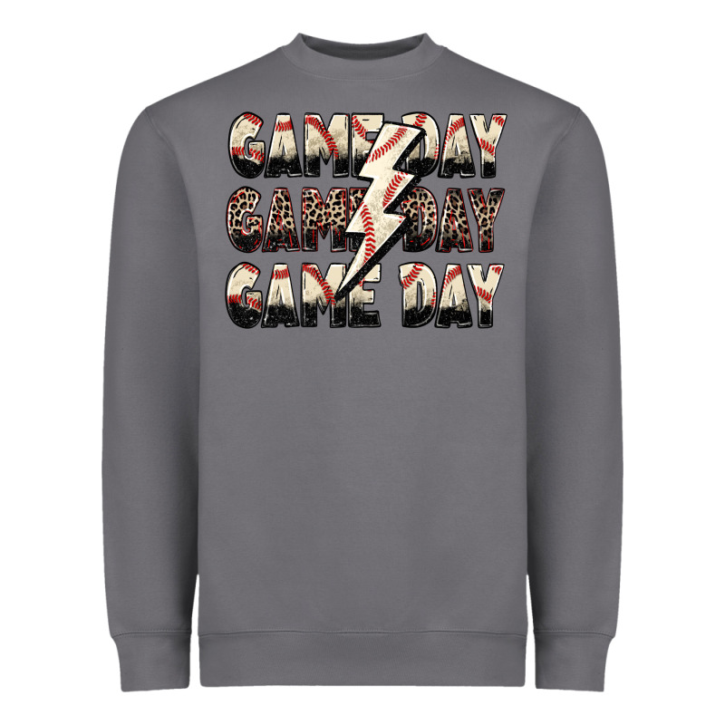 Game Day Game Day Baseball Lightning Bolt Heavyweight Sweatshirt by Zillion Design Studio | Teevron