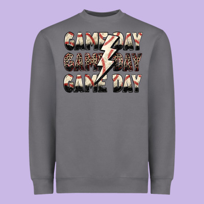 Game Day Game Day Baseball Lightning Bolt Heavyweight Sweatshirt Designed By Zillion Design Studio