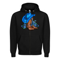 Black valentines day blue boots cowgirl hat and roses Zipper Hoodie - AdoDesignShop