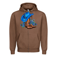 Chestnut valentines day blue boots cowgirl hat and roses Zipper Hoodie - AdoDesignShop