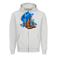 Dove Grey valentines day blue boots cowgirl hat and roses Zipper Hoodie - AdoDesignShop