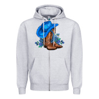 Heather Grey valentines day blue boots cowgirl hat and roses Zipper Hoodie - AdoDesignShop