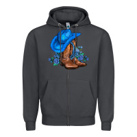 Smoke valentines day blue boots cowgirl hat and roses Zipper Hoodie - AdoDesignShop
