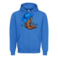 True Royal valentines day blue boots cowgirl hat and roses Zipper Hoodie - AdoDesignShop