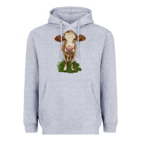 Heather Grey simmental heifer Heavyweight Hoodie - LillyAllenDesigns