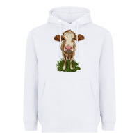 White simmental heifer Heavyweight Hoodie - LillyAllenDesigns