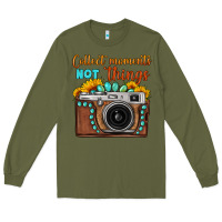 Army Green collect moments not things sunflower gemstone vintage camera Long Sleeve Tee - FaDigitalArtStudio