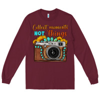 Burgundy collect moments not things sunflower gemstone vintage camera Long Sleeve Tee - FaDigitalArtStudio