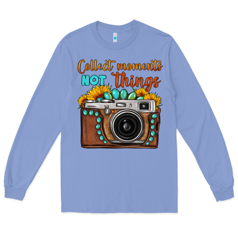 Collect Moments Not Things Sunflower Gemstone Vintage Camera Long Sleeve Tee by FaDigitalArtStudio | Teevron