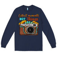 Navy collect moments not things sunflower gemstone vintage camera Long Sleeve Tee - FaDigitalArtStudio