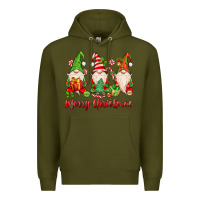 Army Green merry christmas gnomes Premium Hoodie - MaliasSmallBusiness